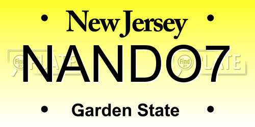 NANDO7 New Jersey License Plate