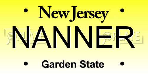 NANNER New Jersey License Plate