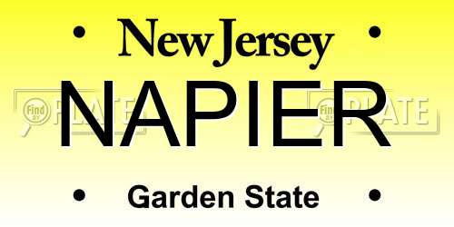 NAPIER New Jersey License Plate