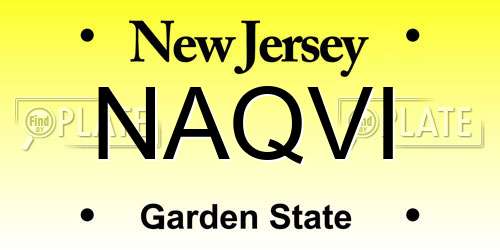 NAQVI New Jersey License Plate