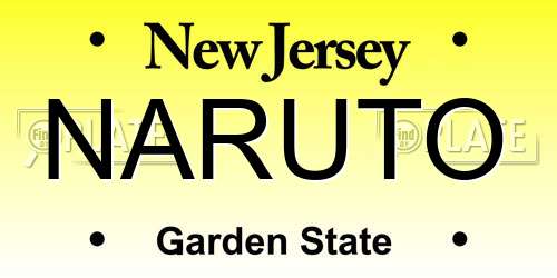 NARUTO New Jersey License Plate