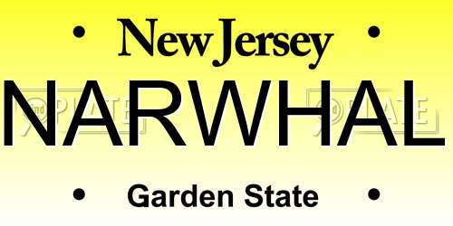 NARWHAL New Jersey License Plate