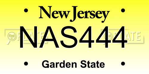 NAS444 New Jersey License Plate