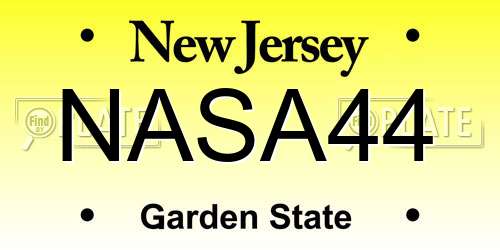 NASA44 New Jersey License Plate
