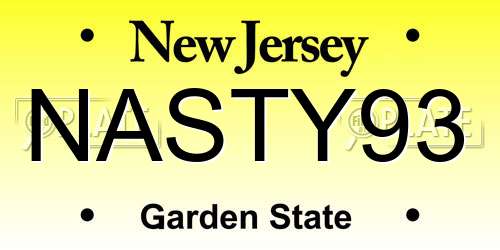 NASTY93 New Jersey License Plate