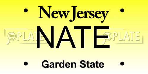 NATE New Jersey License Plate