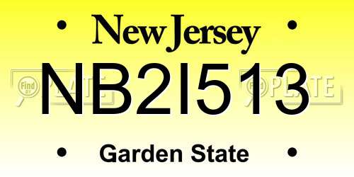 NB2I513 New Jersey License Plate