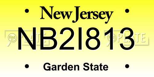 NB2I813 New Jersey License Plate