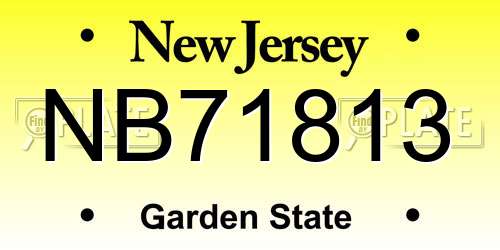NB71813 New Jersey License Plate