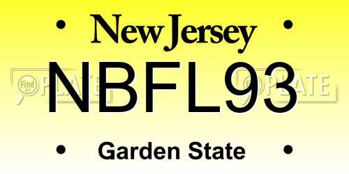 NBFL93 New Jersey License Plate