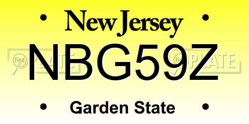 NBG59Z New Jersey License Plate