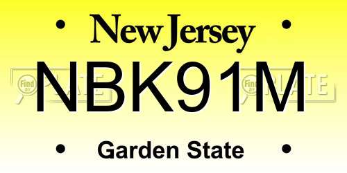 NBK91M New Jersey License Plate