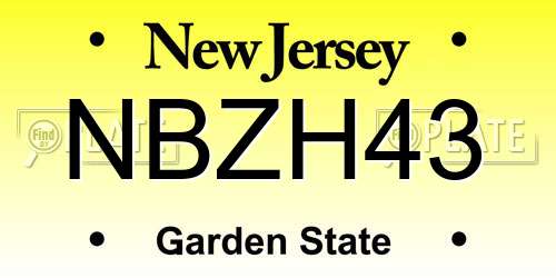 NBZH43 New Jersey License Plate