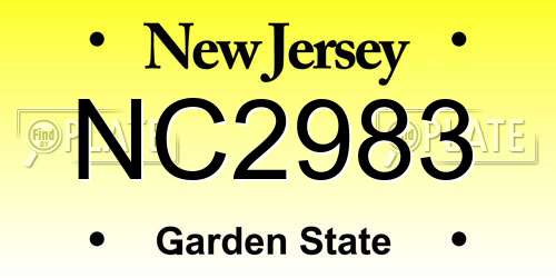 NC2983 New Jersey License Plate