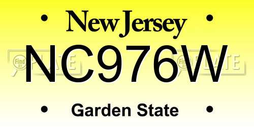 NC976W New Jersey License Plate