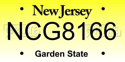 NCG8166 New Jersey License Plate