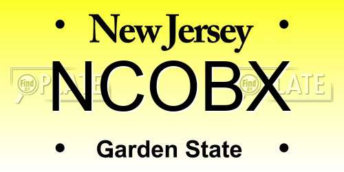 NCOBX New Jersey License Plate