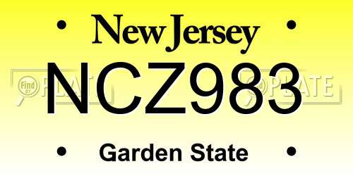 NCZ983 New Jersey License Plate