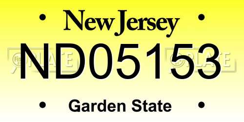 ND05153 New Jersey License Plate