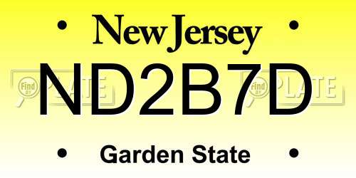 ND2B7D New Jersey License Plate