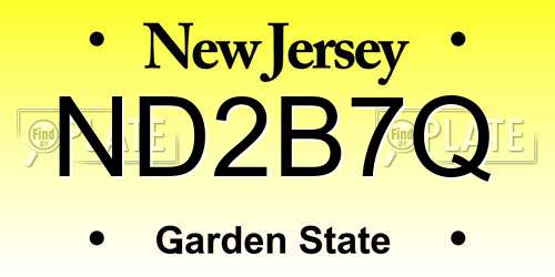 ND2B7Q New Jersey License Plate