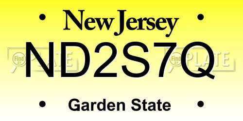 ND2S7Q New Jersey License Plate