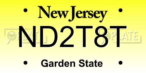 ND2T8T New Jersey License Plate