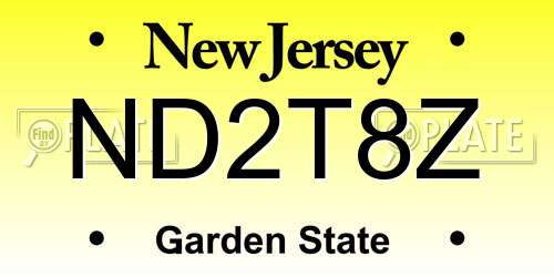 ND2T8Z New Jersey License Plate