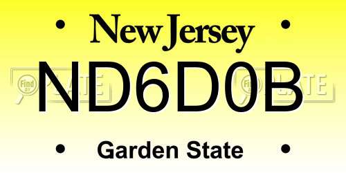 ND6D0B New Jersey License Plate