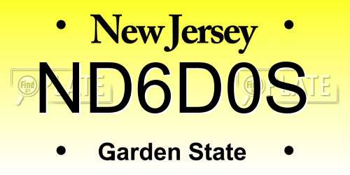 ND6D0S New Jersey License Plate