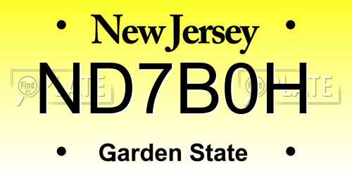 ND7B0H New Jersey License Plate