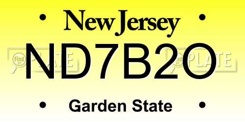ND7B2O New Jersey License Plate