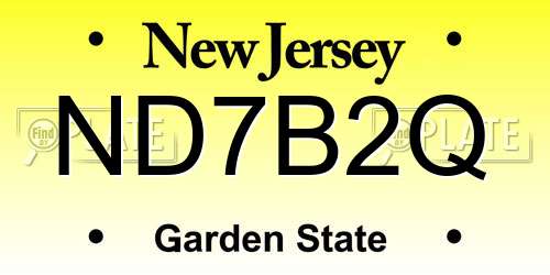 ND7B2Q New Jersey License Plate