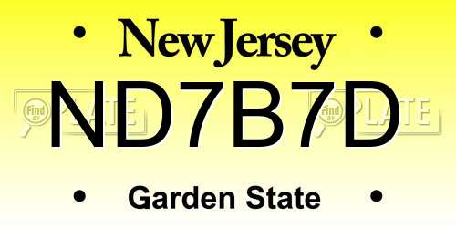 ND7B7D New Jersey License Plate