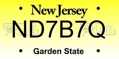 ND7B7Q New Jersey License Plate