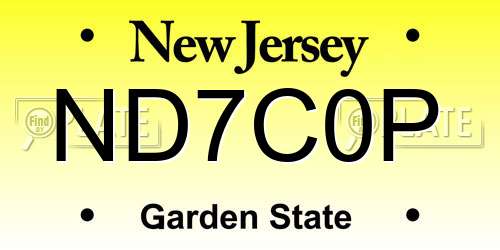 ND7C0P New Jersey License Plate