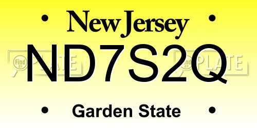 ND7S2Q New Jersey License Plate
