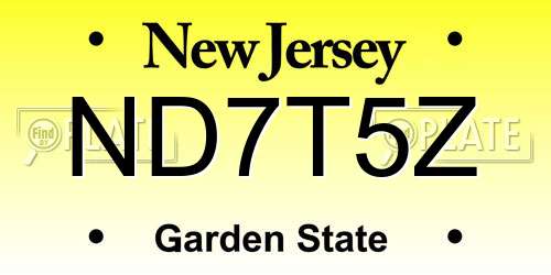 ND7T5Z New Jersey License Plate