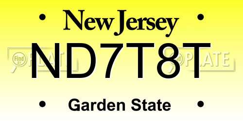 ND7T8T New Jersey License Plate
