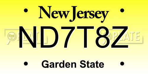 ND7T8Z New Jersey License Plate