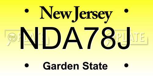 NDA78J New Jersey License Plate