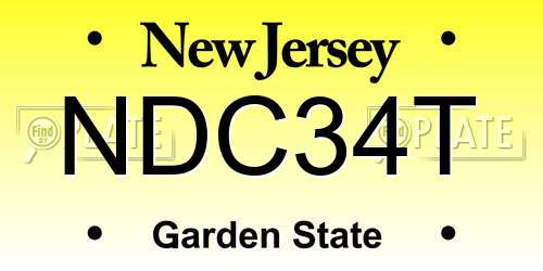 NDC34T New Jersey License Plate