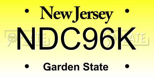 NDC96K New Jersey License Plate