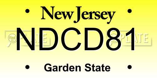 NDCD81 New Jersey License Plate