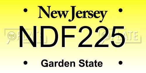 NDF225 New Jersey License Plate