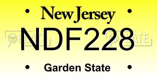 NDF228 New Jersey License Plate