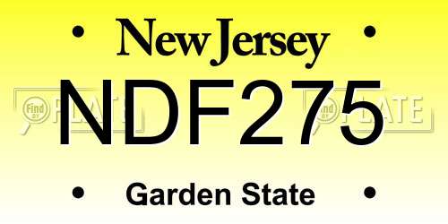 NDF275 New Jersey License Plate