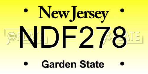 NDF278 New Jersey License Plate