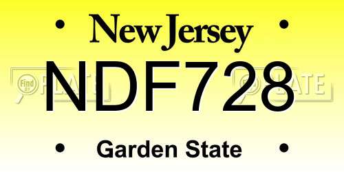 NDF728 New Jersey License Plate