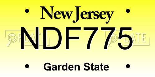NDF775 New Jersey License Plate